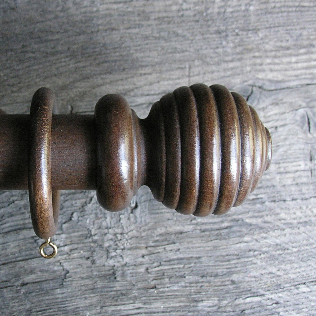 35mm Wooden Curtain Pole Set - Walnut - Image 2