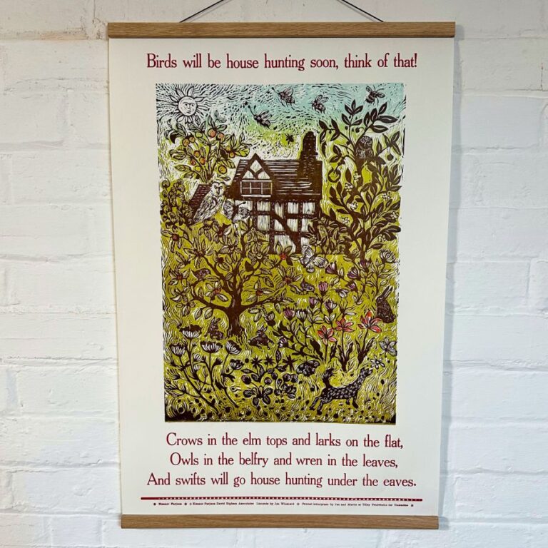 Birds will be house hunting soon, Letterpress Poster