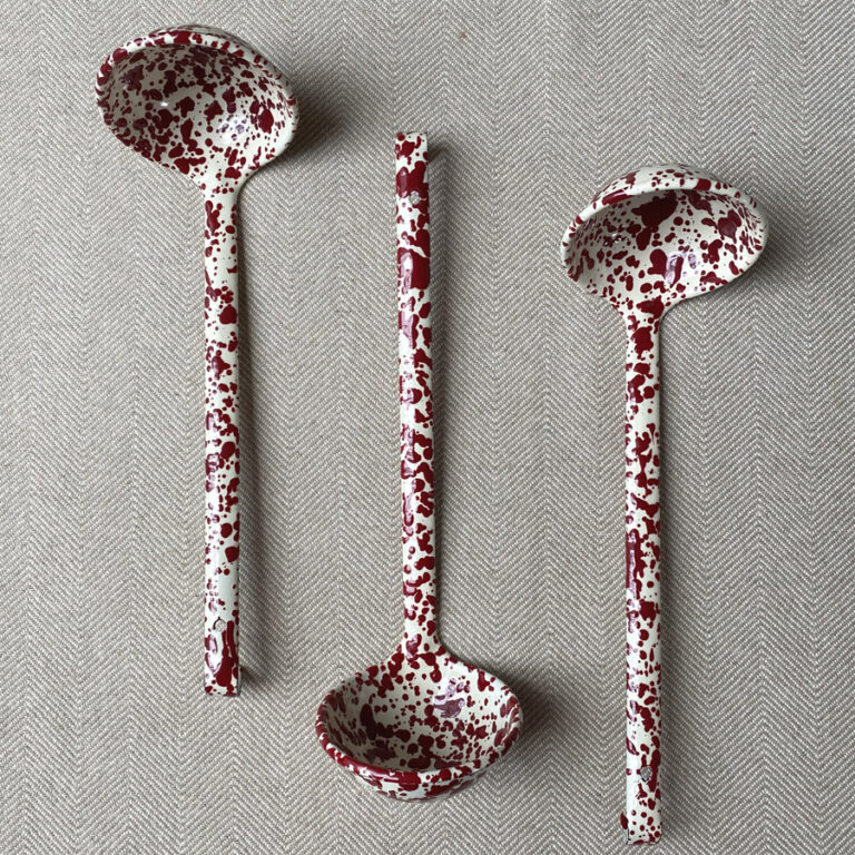 Enamelware Ladle - Burgundy and Cream