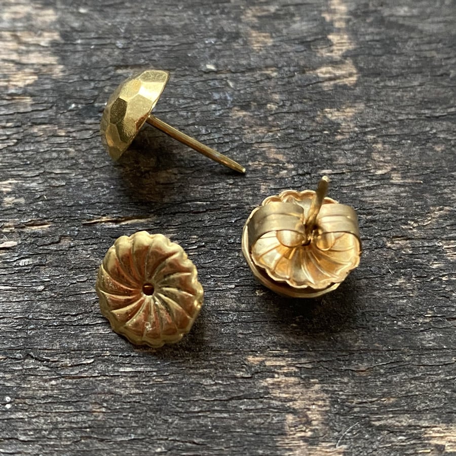 Gold Faceted Dome Earrings CDLT 11/15a