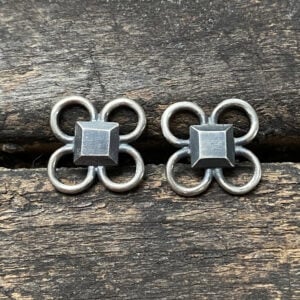 Oxidised Silver Quatrefoil Earrings CDLT 3/7 - Image 1