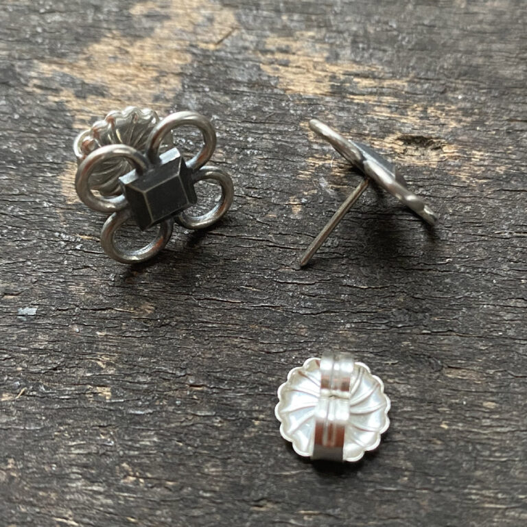 Oxidised Silver Quatrefoil Earrings CDLT 3/7 - Image 2