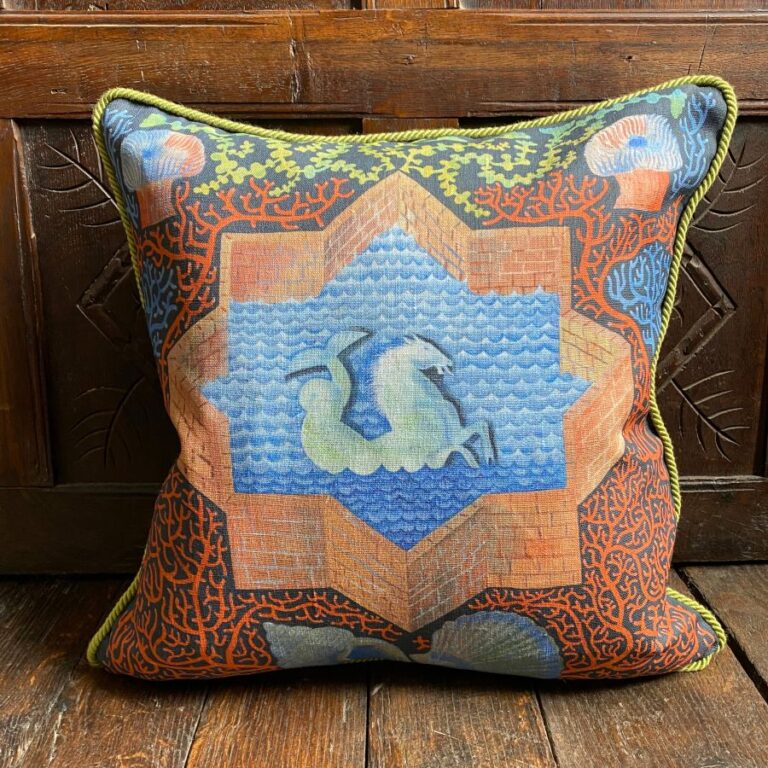 Clive Hicks Jenkins Cushion - Hortus Conclusus Hippocampus