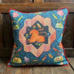 Clive Hicks Jenkins Cushion - Hortus Conclusus Unicorn - Image 1