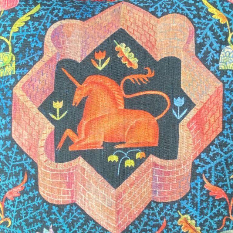 Clive Hicks Jenkins Cushion - Hortus Conclusus Unicorn - Image 4