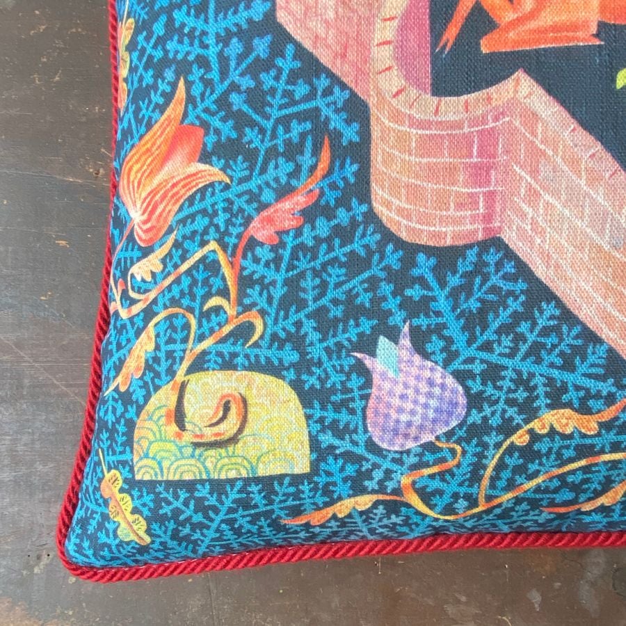 Clive Hicks Jenkins Cushion - Hortus Conclusus Unicorn
