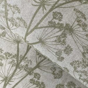 cow parsley design fabric in sage green