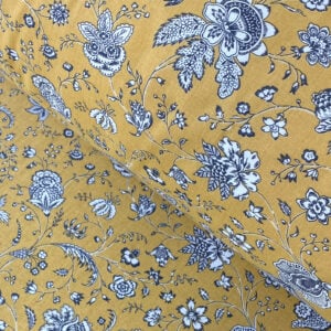 Dianthus Cotton Print-Mustard - Image 1