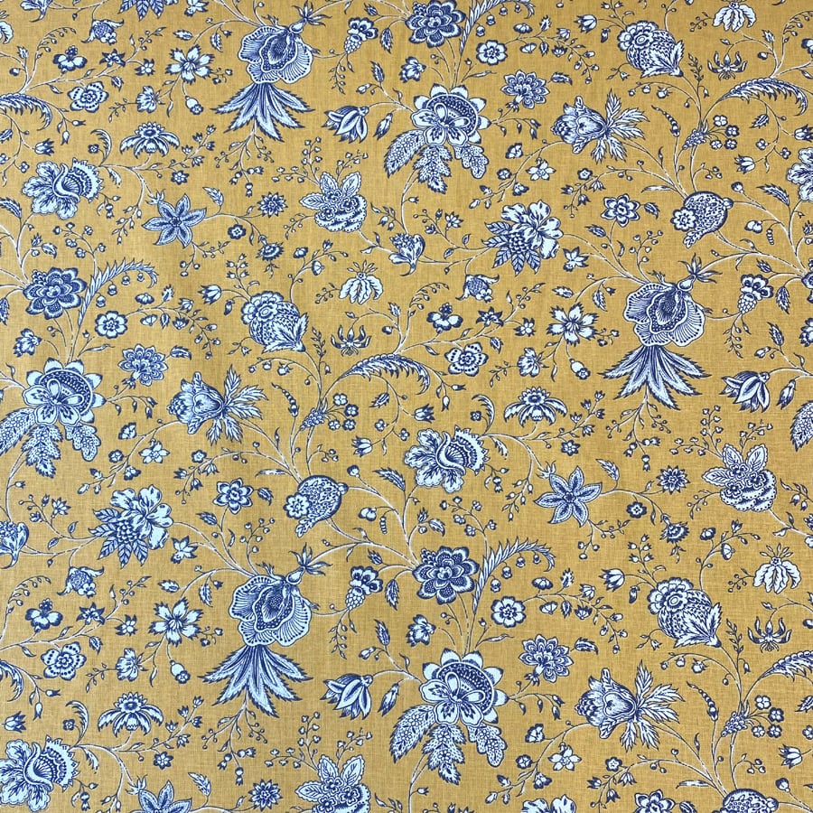 Dianthus Cotton Print-Mustard