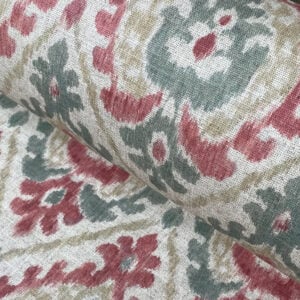 Extra Wide Ikat Fabric in green and red