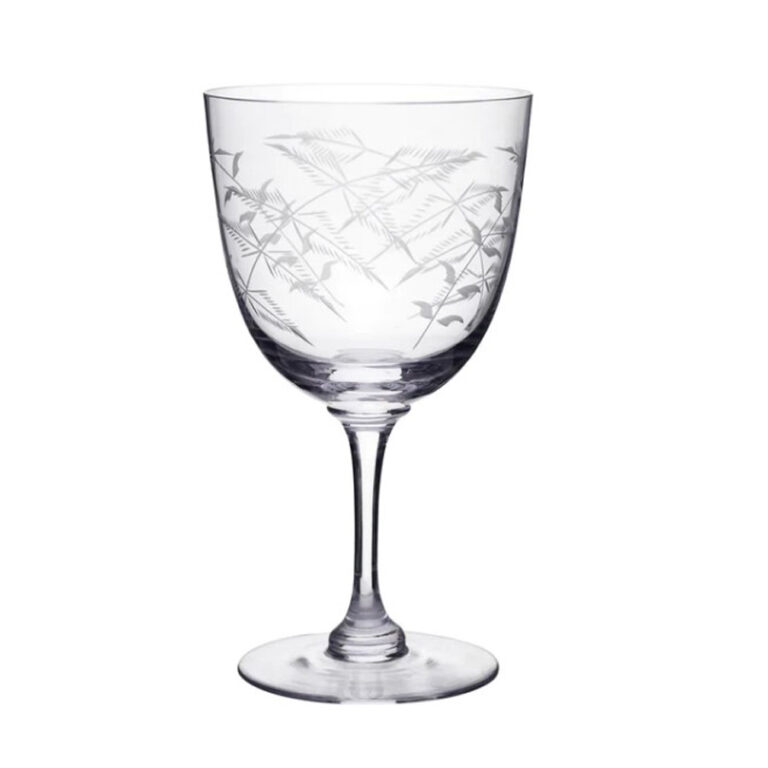 Set of Six Crystal Wine Glasses - Fern Design - Image 2