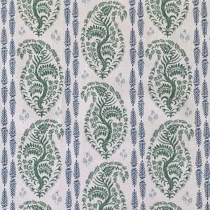 Larisa Stripe Ivory - Leaf Green and Indigo - Image 2