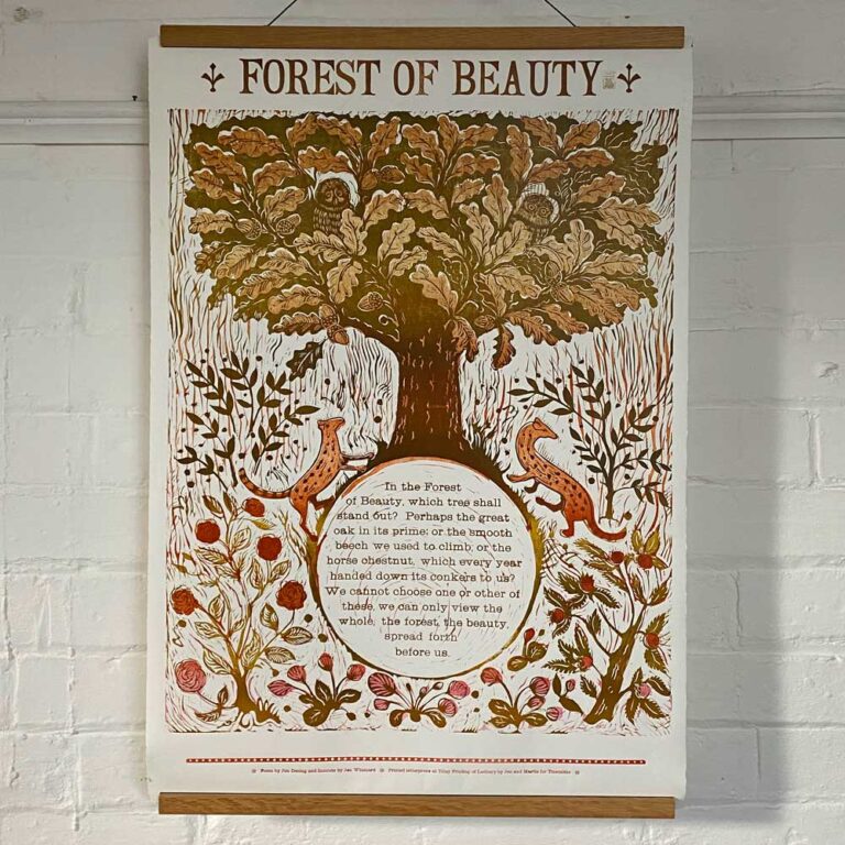 Forest of Beauty, Letterpress Poster Jen Whiskerd