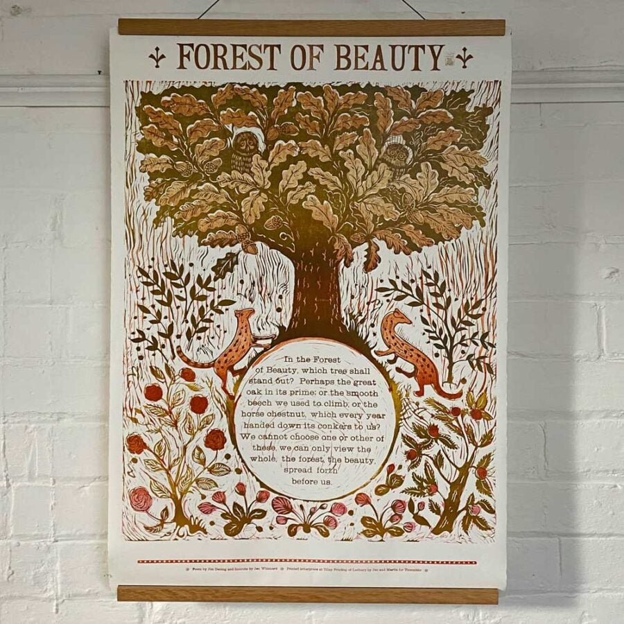 Forest of Beauty, Letterpress Poster Jen Whiskerd