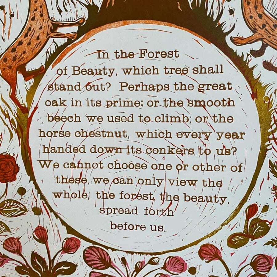 Forest of Beauty, Letterpress Poster Jen Whiskerd