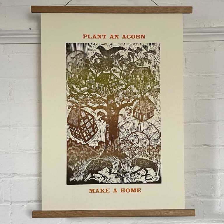 Plant an Acorn, Letterpress Poster Jen Whiskerd