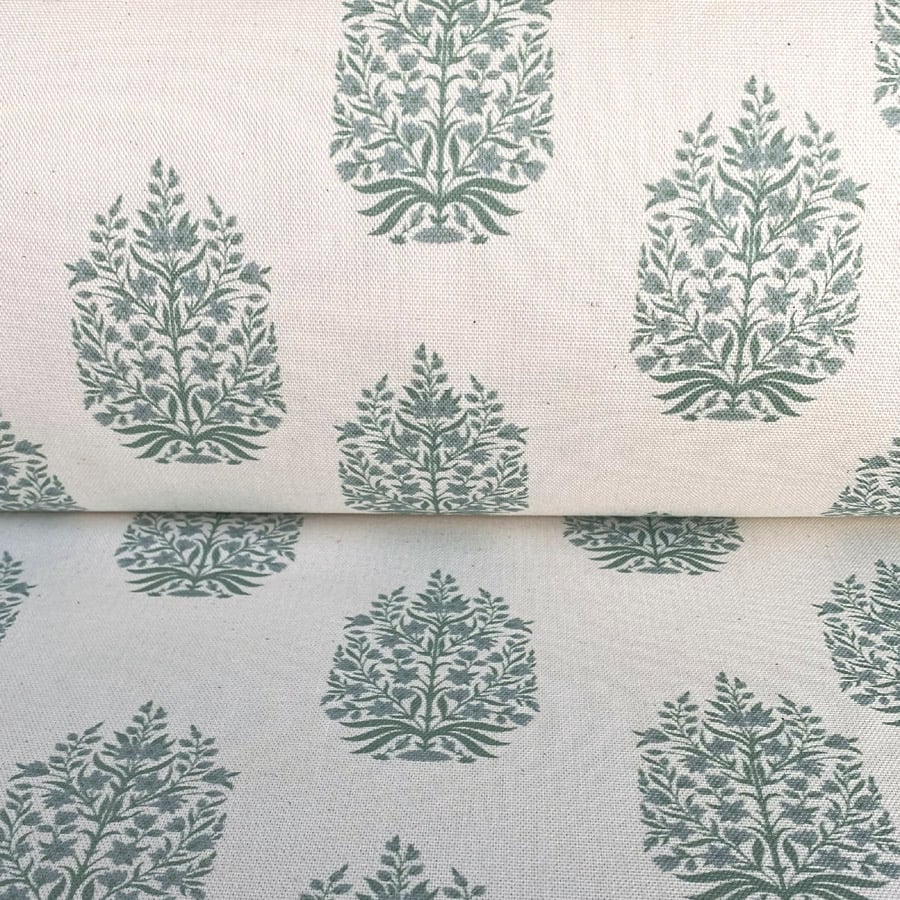 Kamala on Ivory - Soft Green and Duckegg