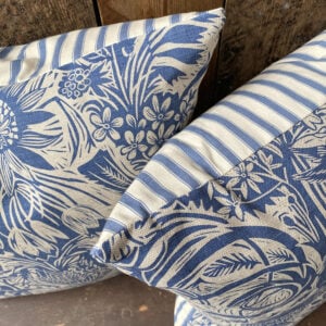 Squirrel and Sunflower Cushion - Indigo - Image 2
