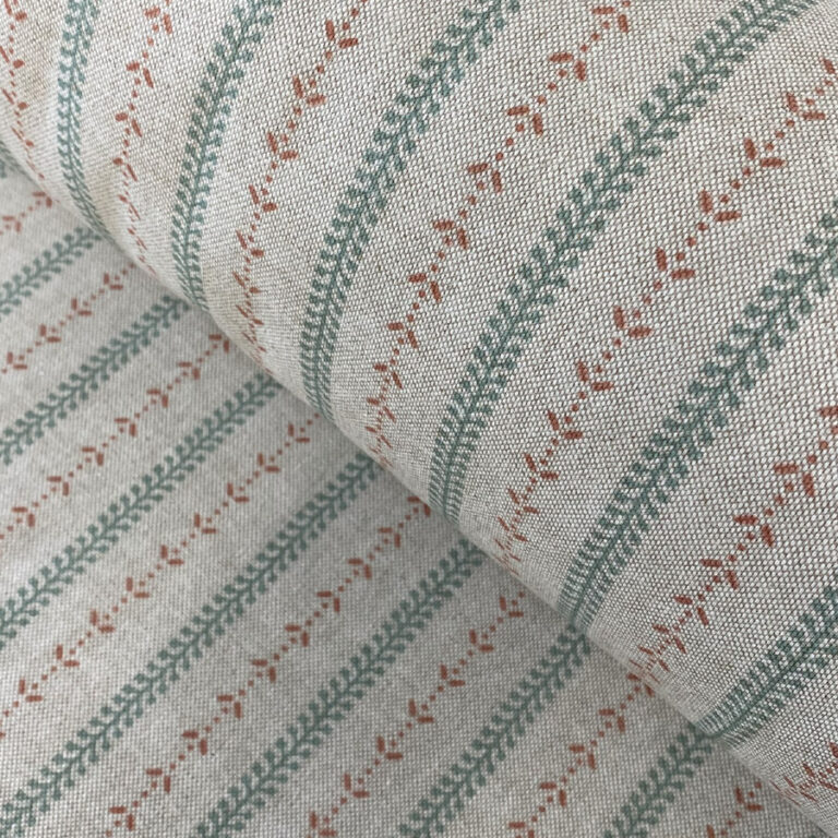 Maya Stripe Natural - Seagreen and Coral