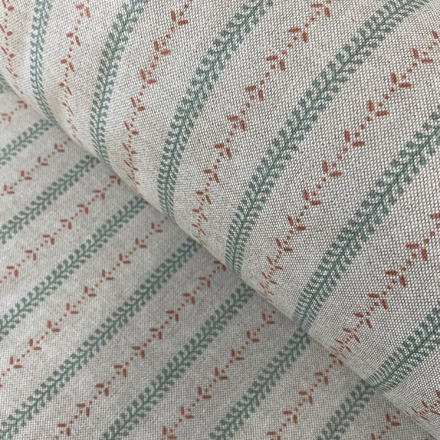 Maya Stripe Natural - Seagreen and Coral