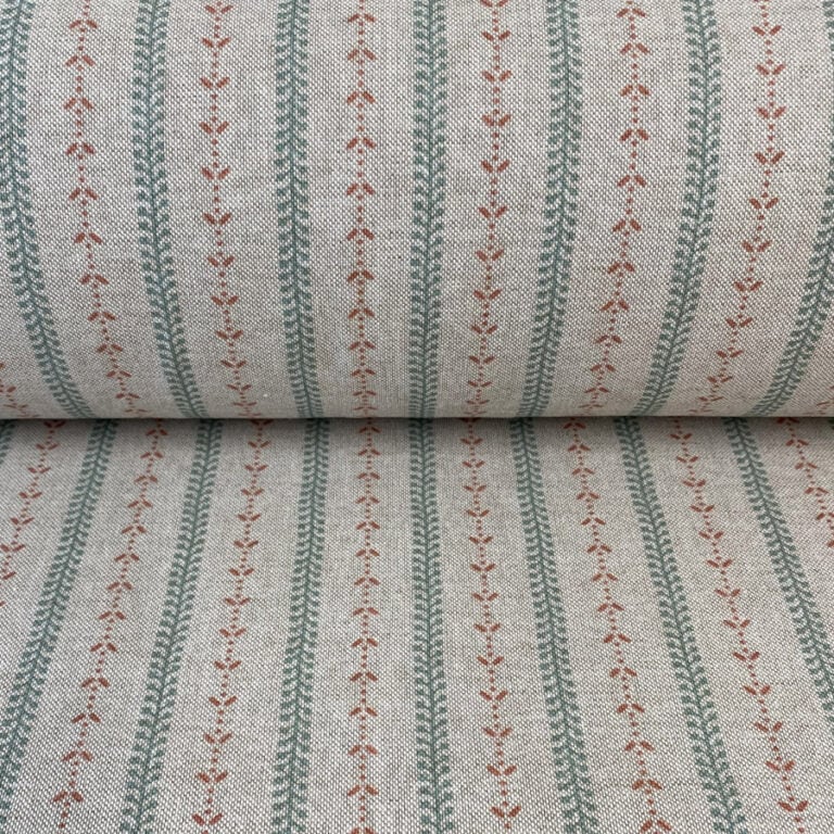 Maya Stripe Natural - Seagreen and Coral - Image 3