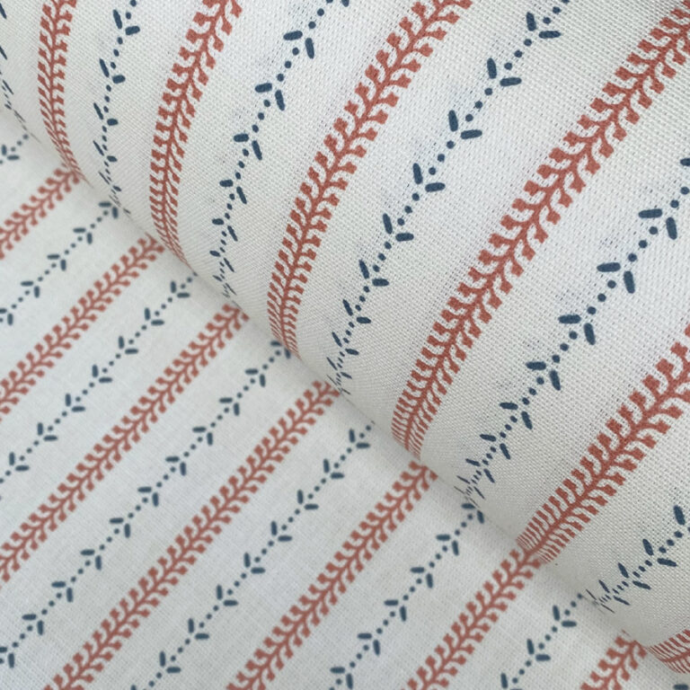 Maya Stripe Ivory - Indigo and Coral