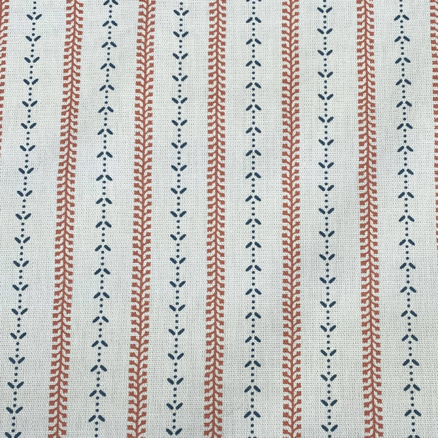 Maya Stripe Ivory - Indigo and Coral