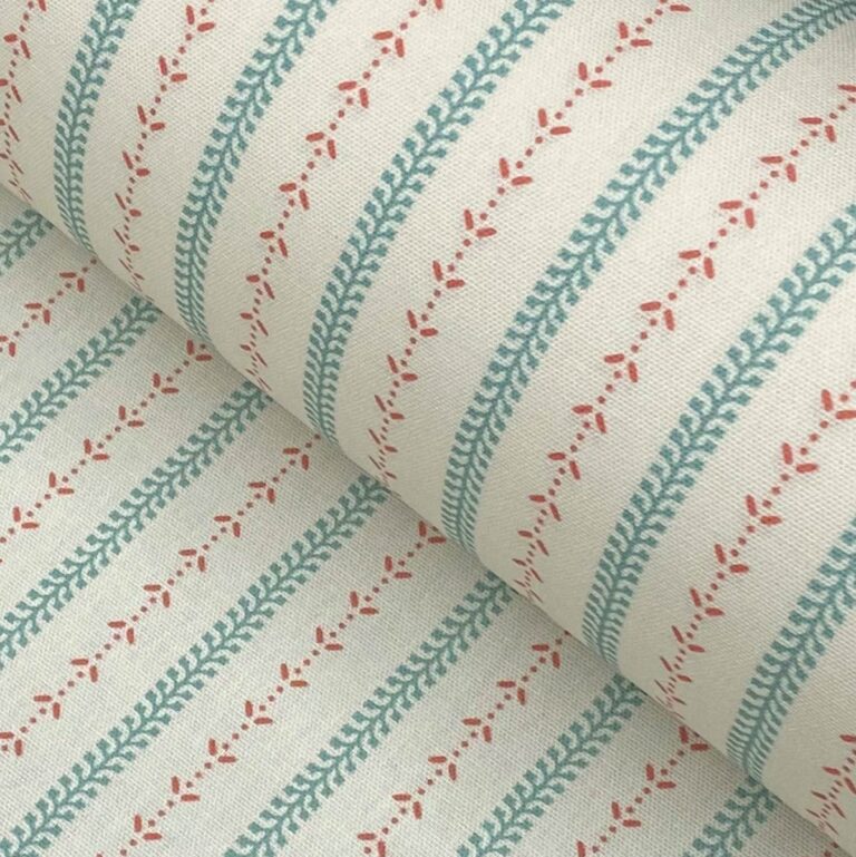 Maya Stripe Ivory - Seagreen and Coral