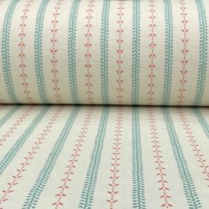 Maya Stripe Ivory - Seagreen and Coral - Image 3