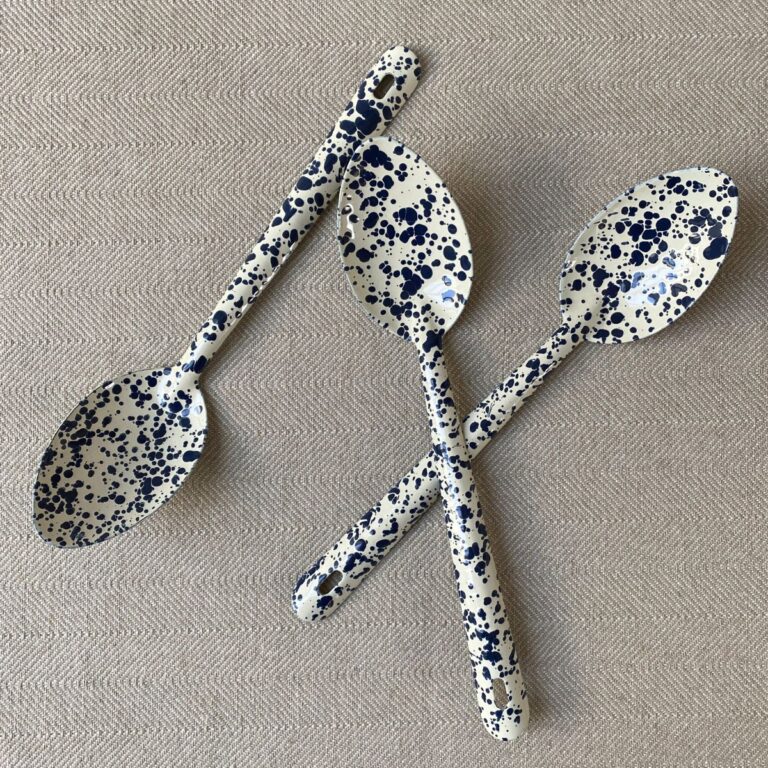 Trio of Navy splatterware enamel spoons