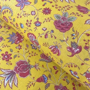 Oilcloth Dianthus - Yellow and Peony - Image 1