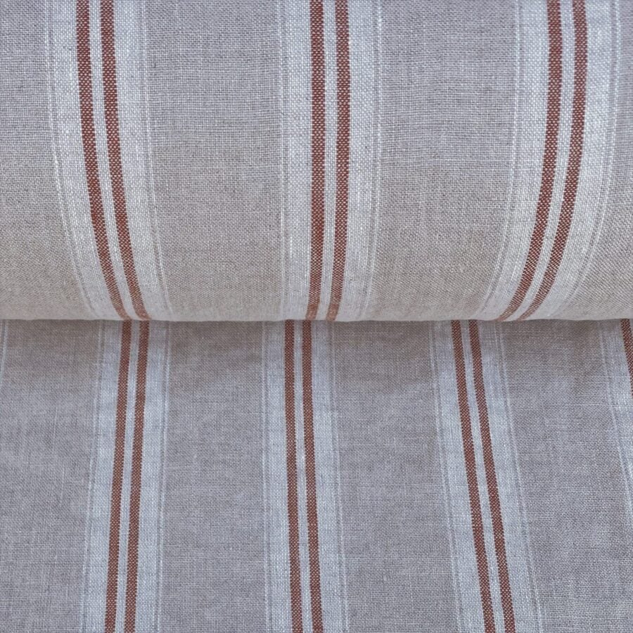 Washed Linen Oland Stripe - Brick