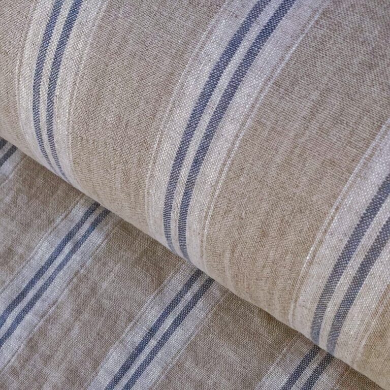 Washed Linen Oland Stripe - Denim Blue