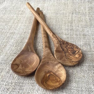 Olive Wood Round Spoon - Image 2