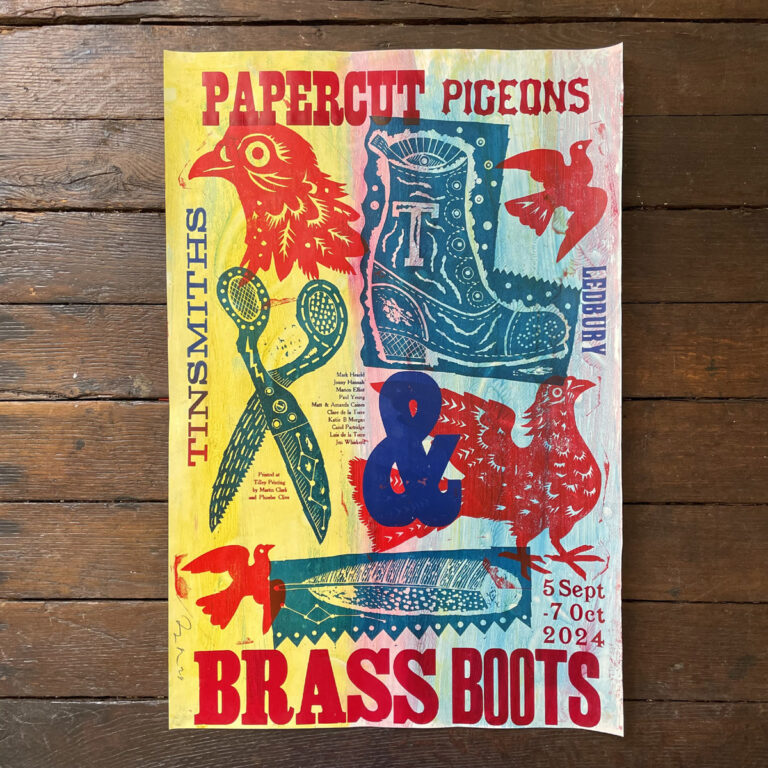 Paper Cut Pigeons & Brass Boots Poster - No.33