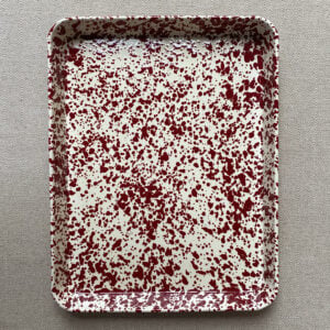 Enamelware Rectangle Tray - Burgundy and Cream - Image 3