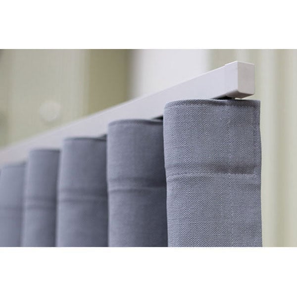 Straight Square Metal Curtain Track - Oyster