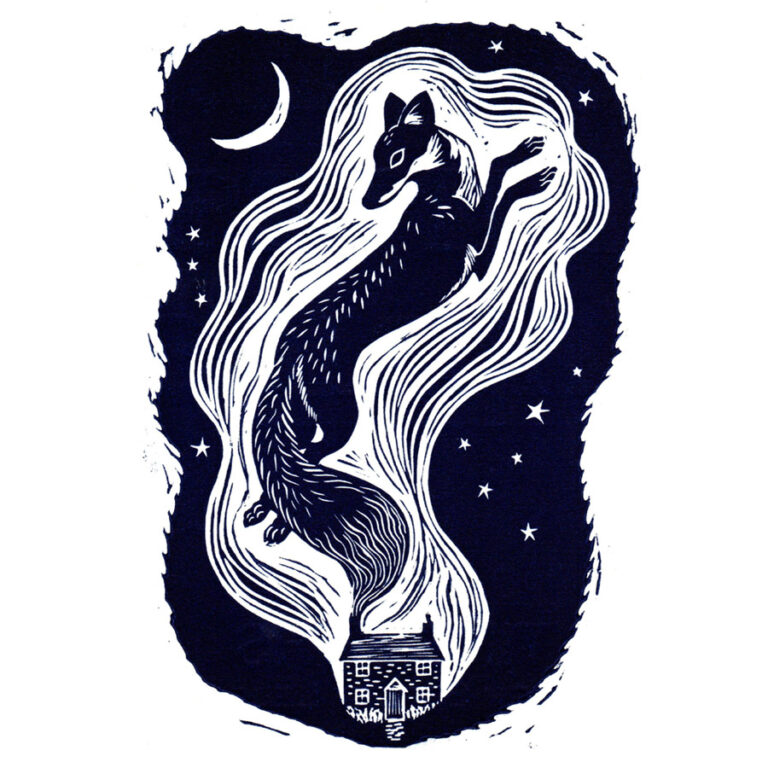 Lines and Lyrics Fox Print by Tamsin  Abbott