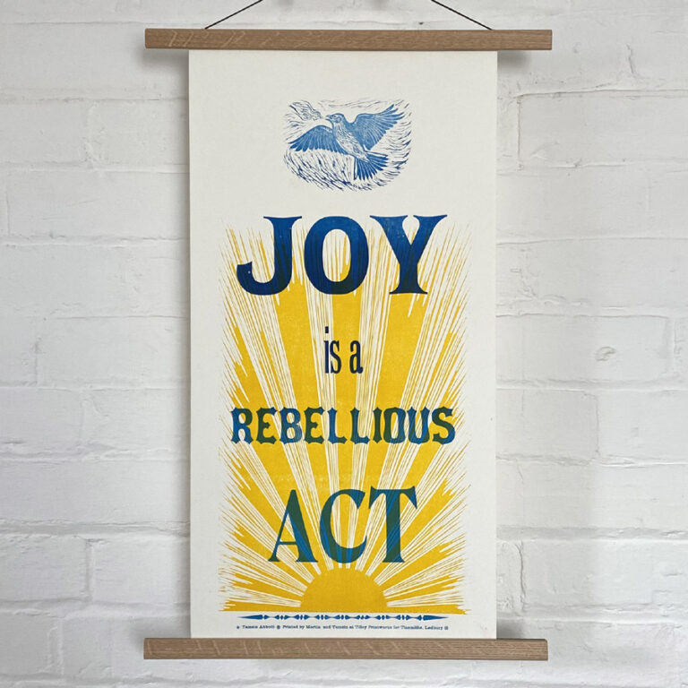 Joy Letterpress Poster by Tamsin  Abbott