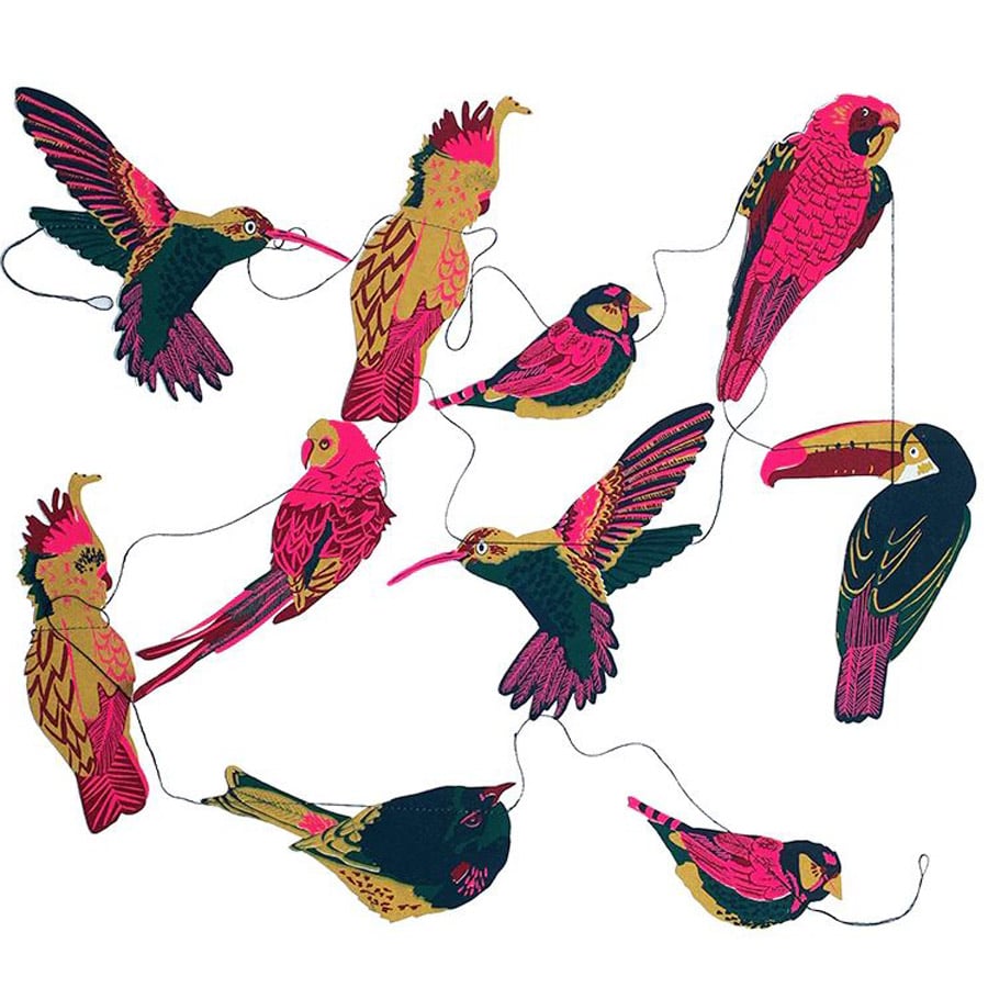 Recycled Paper Garland - Tropical Birds