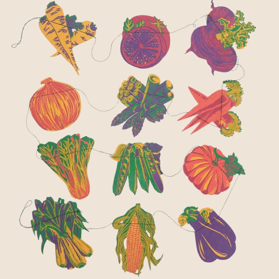 Recycled Paper Garland - Vegetables
