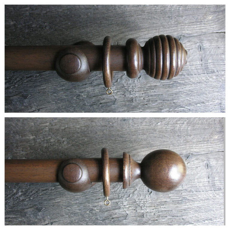 35mm Wooden Curtain Pole Set - Walnut