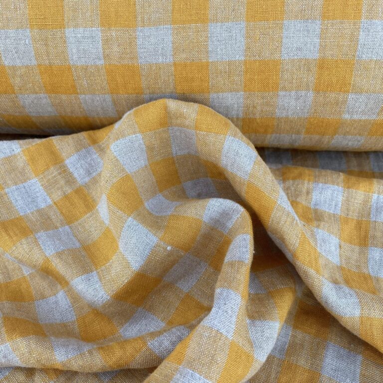 Washed Linen Check Saffron - Image 2