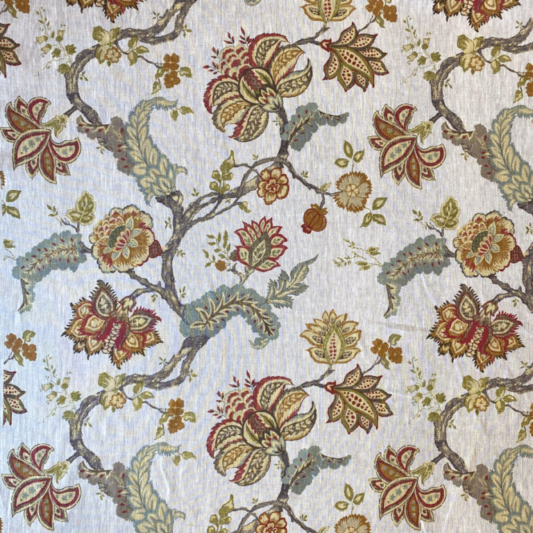 Yasmin Linen - Red and Duckegg - Image 2