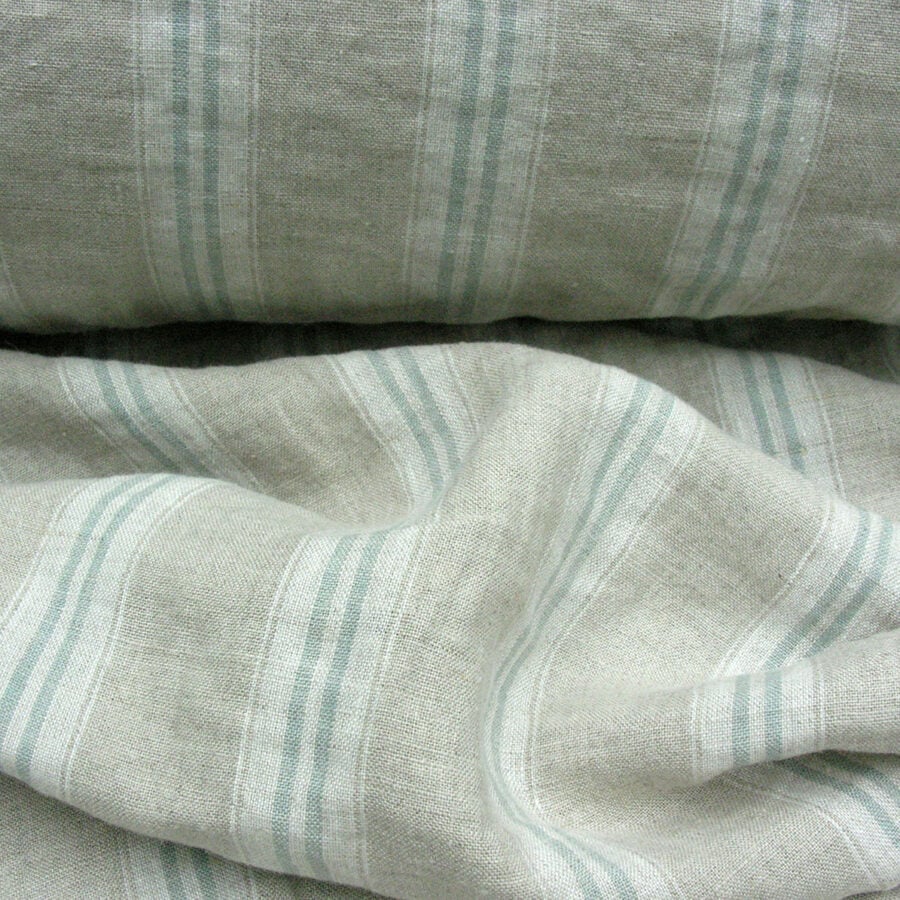Washed Linen Oland Stripe - Seagreen