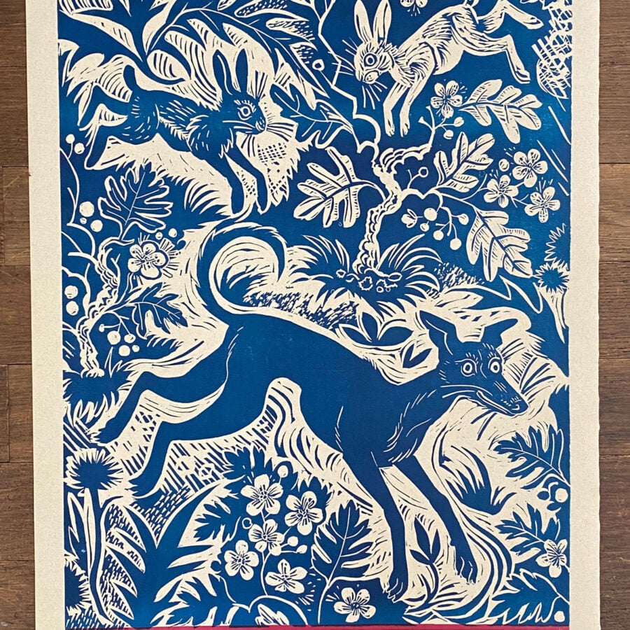 Mark Hearld Papier Dominote - Blue Whippet
