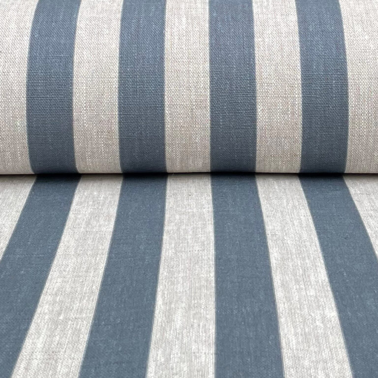 Beta Linen Stripe - Mid Blue - Image 3