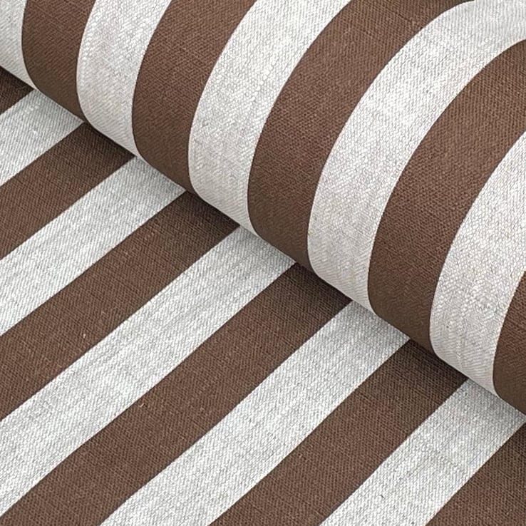 Brown Striped Linen Fabric