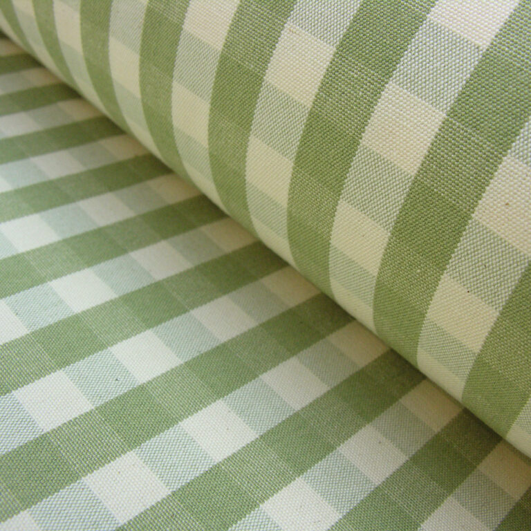 check fabric in sage green
