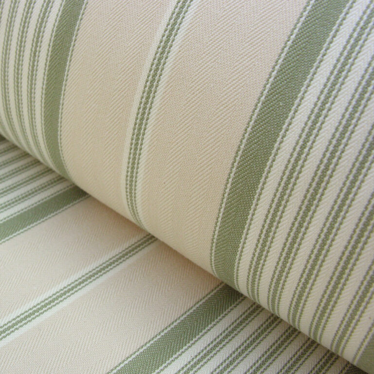 ticking fabric in sage green